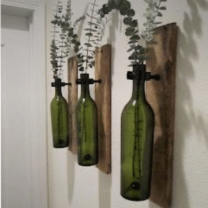 Bottle Wall Planter With Wood Board