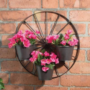 Metal Wheel Wall Planter