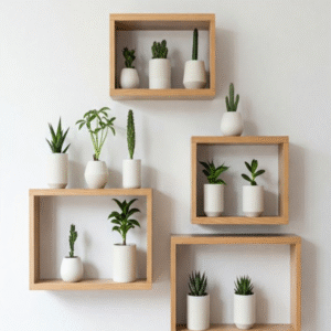 Square Wooden Wall Shelf