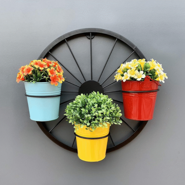 Metal Wheel Wall Planter - Image 3