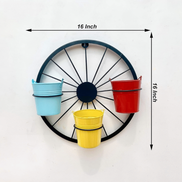 Metal Wheel Wall Planter - Image 4